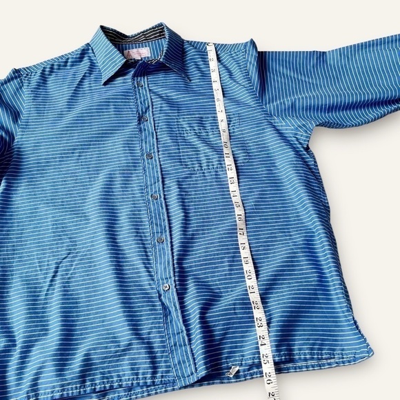 Vintage Womens Haberdashers Pinstripe Shirt Buttoned Blue Cotton XXL Switzerland - Picture 12 of 12